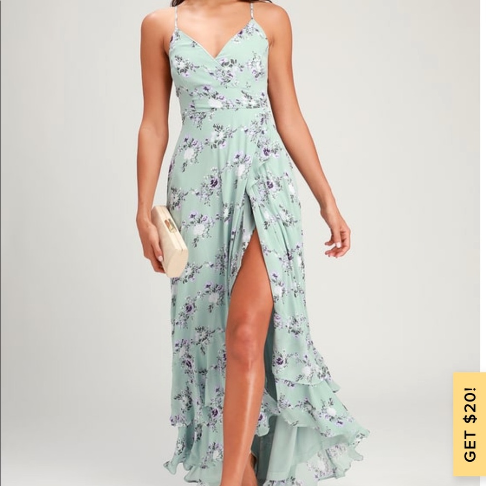 Lulus In Love Forever Floral Lace-Up High-Low Maxi